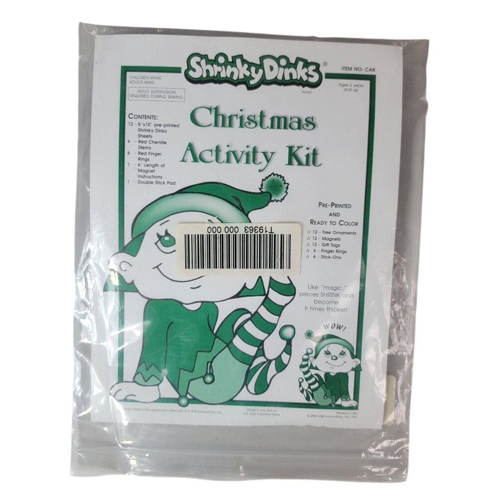 Shrinky Dinks Activity Kit Christmas Chenille Stems Rings Incomplete 2003 VTG